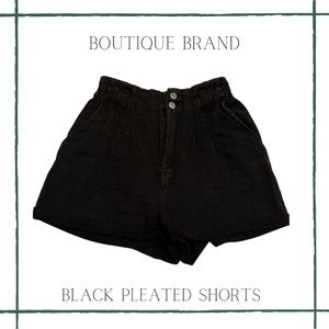 Boutique Brand Black Pleated Shorts